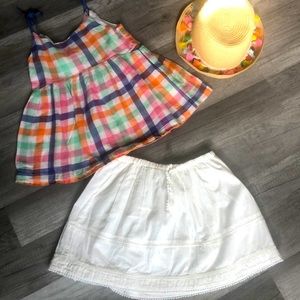 crewcuts white linen skirt, girls size 6-7